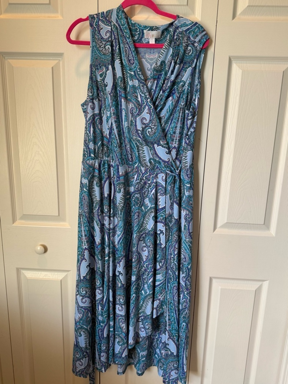 # NWOT Belle by Kim Gravel XL Teal Blue Paisley Midi/Maxi Dress